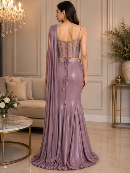 Lavender Indo-Western Designer Lehenga