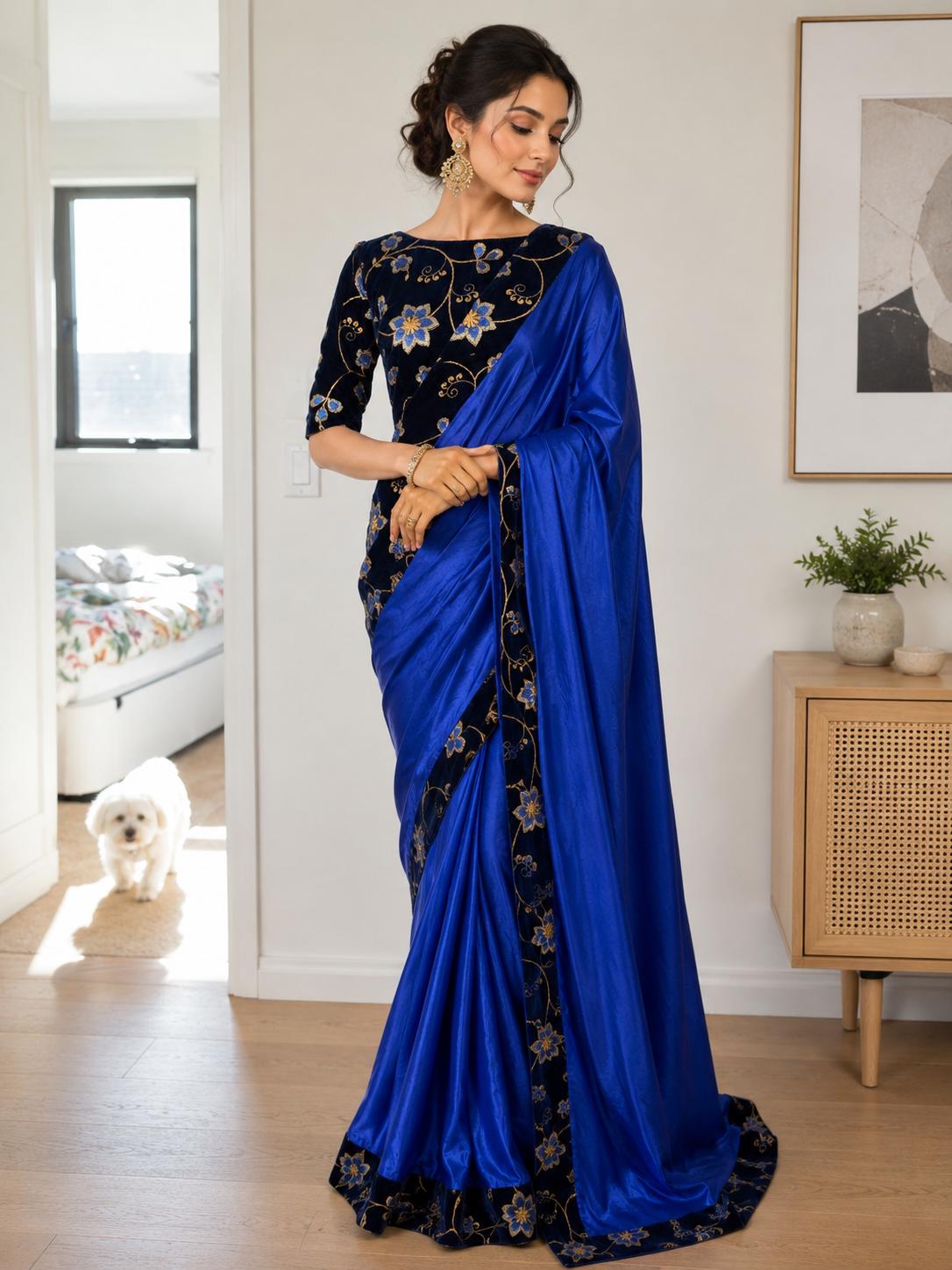 Royal Blue Designer Saree