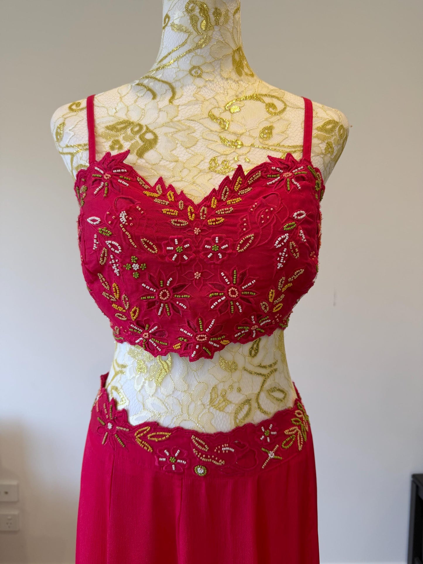 Dark Pink Fuchsia Indo-Western 3-Piece Set | Chanderi Silk Peplum Jacket, Chinon Skirt