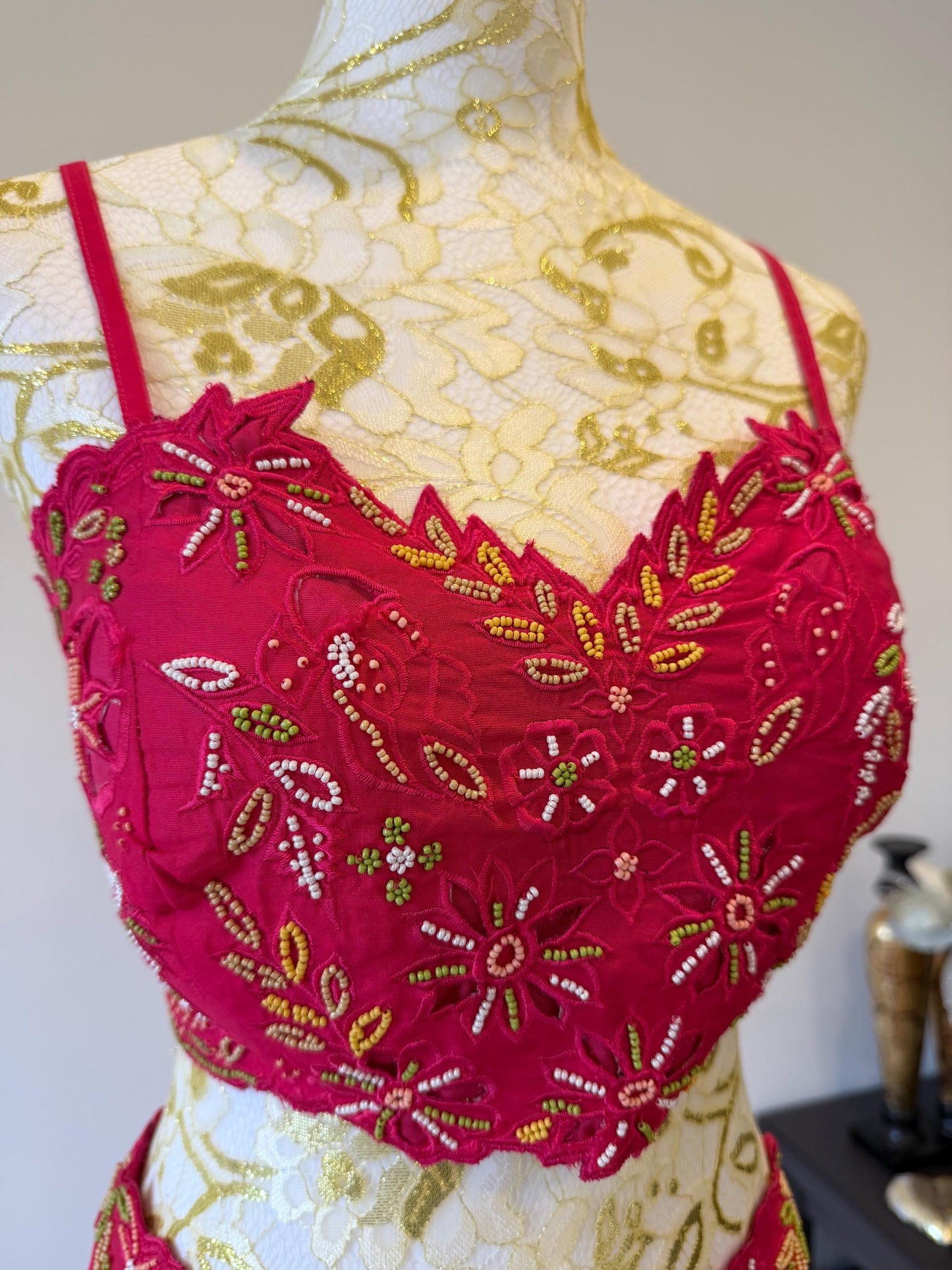 Dark Pink Fuchsia Indo-Western 3-Piece Set | Chanderi Silk Peplum Jacket, Chinon Skirt