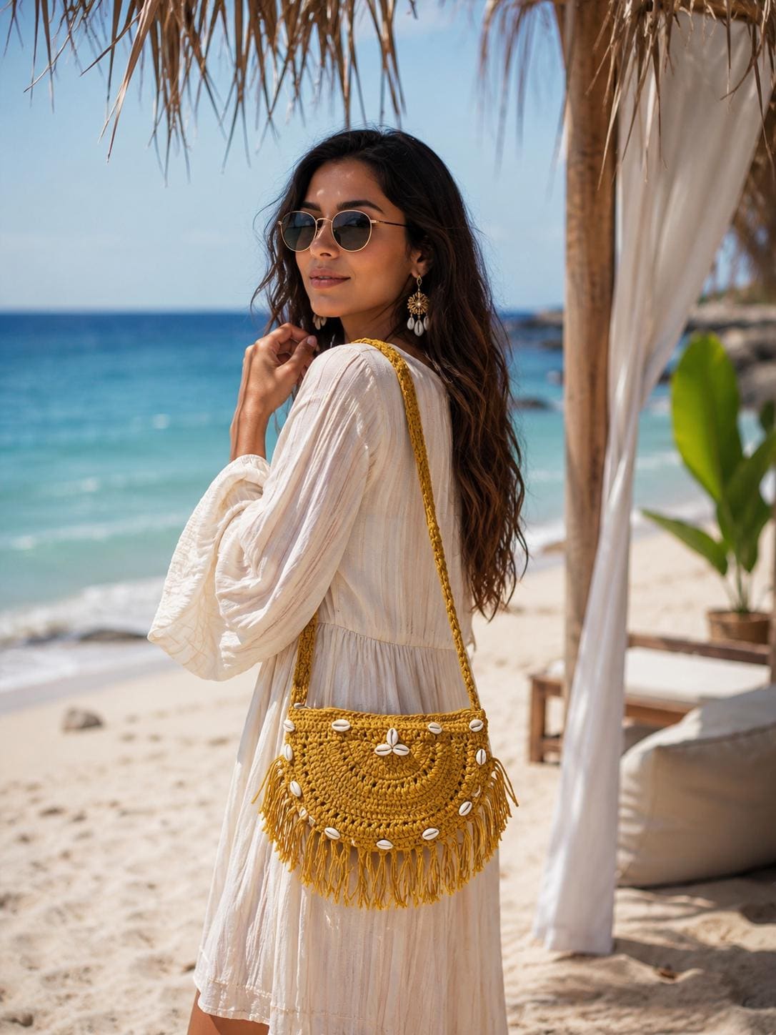 Handmade Crochet Half Moon Bag
