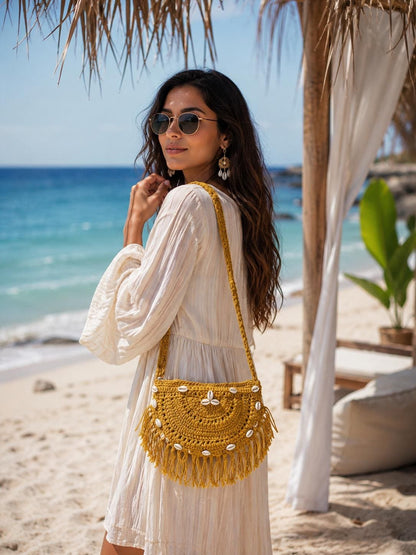 Handmade Crochet Half Moon Bag