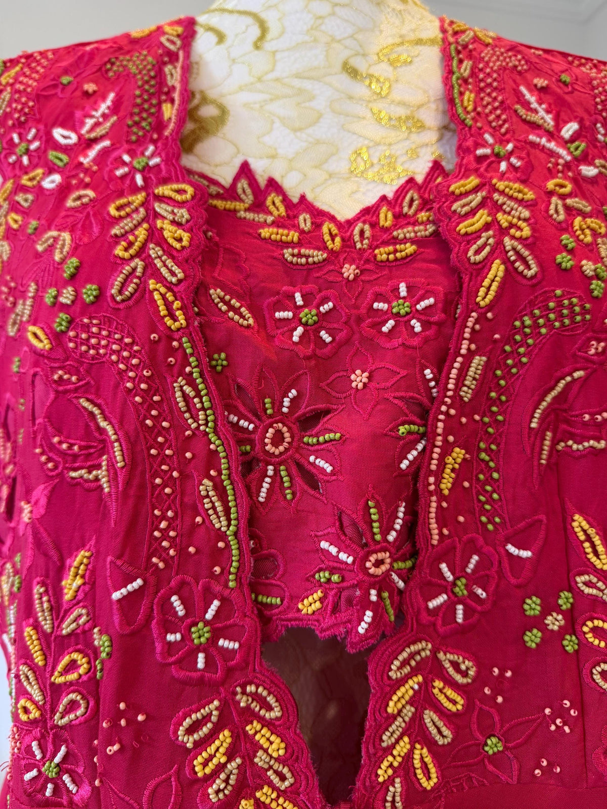 Dark Pink Fuchsia Indo-Western 3-Piece Set | Chanderi Silk Peplum Jacket, Chinon Skirt