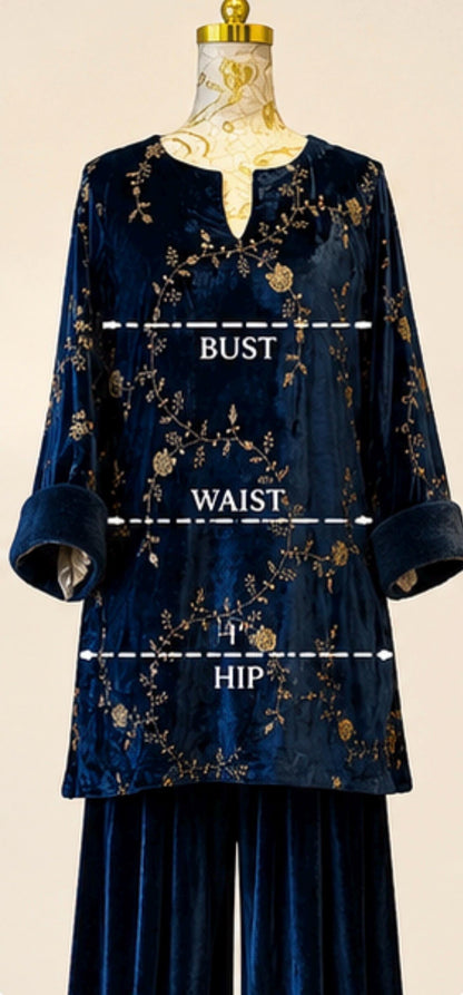 Teal Blue Micro Velvet Pakistani Suit
