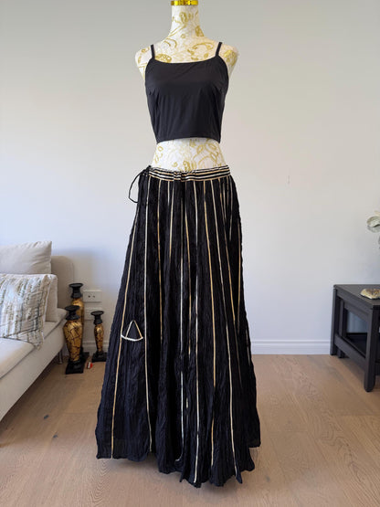 Black Crushed Silk Lehenga Set