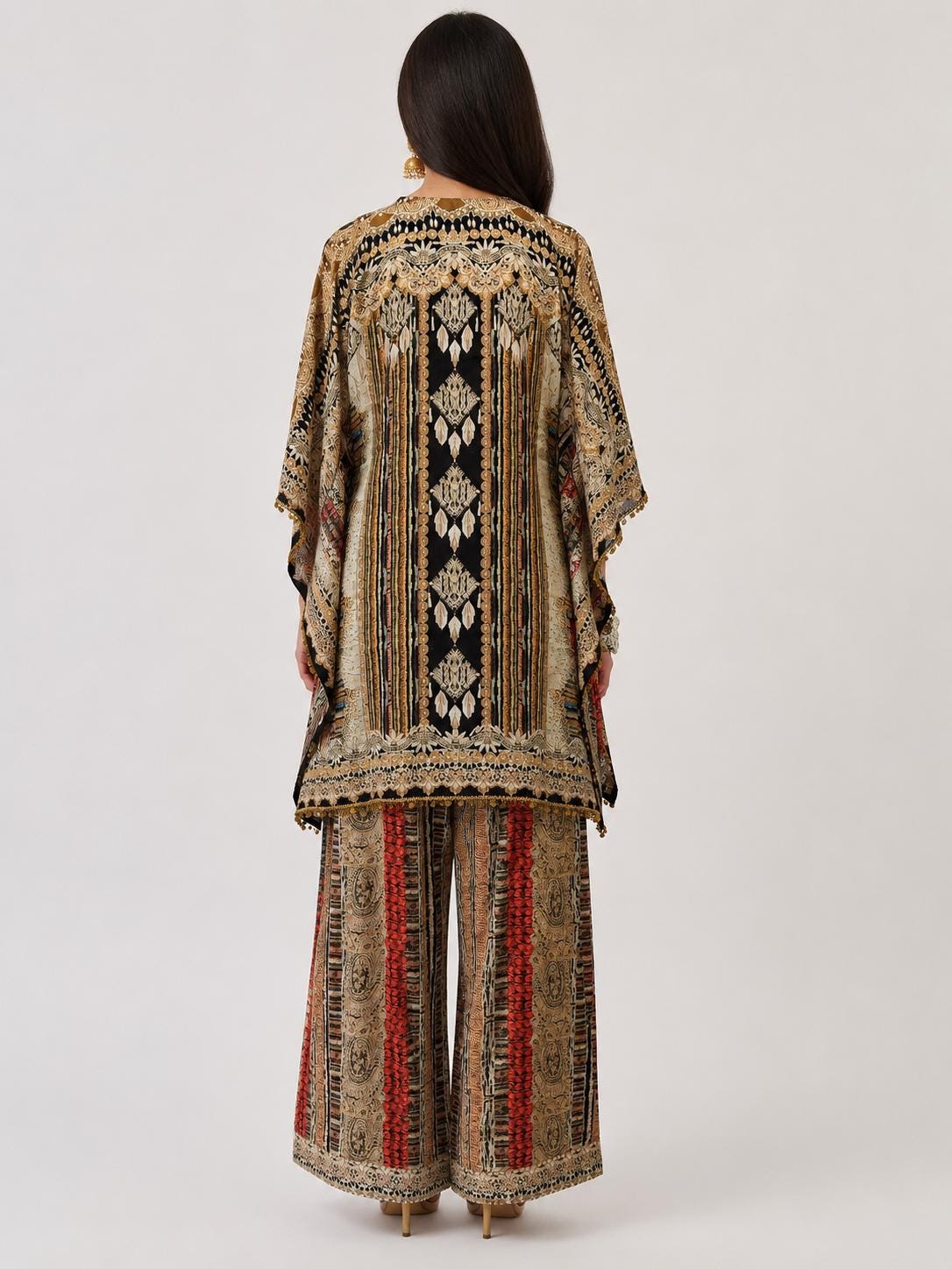 Designer Printed Crepe Kaftan Farsi Salwar Set