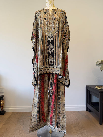 Designer Printed Crepe Kaftan Farsi Salwar Set