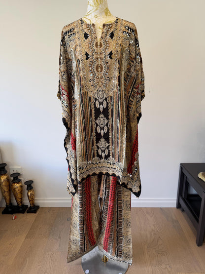 Designer Printed Crepe Kaftan Farsi Salwar Set