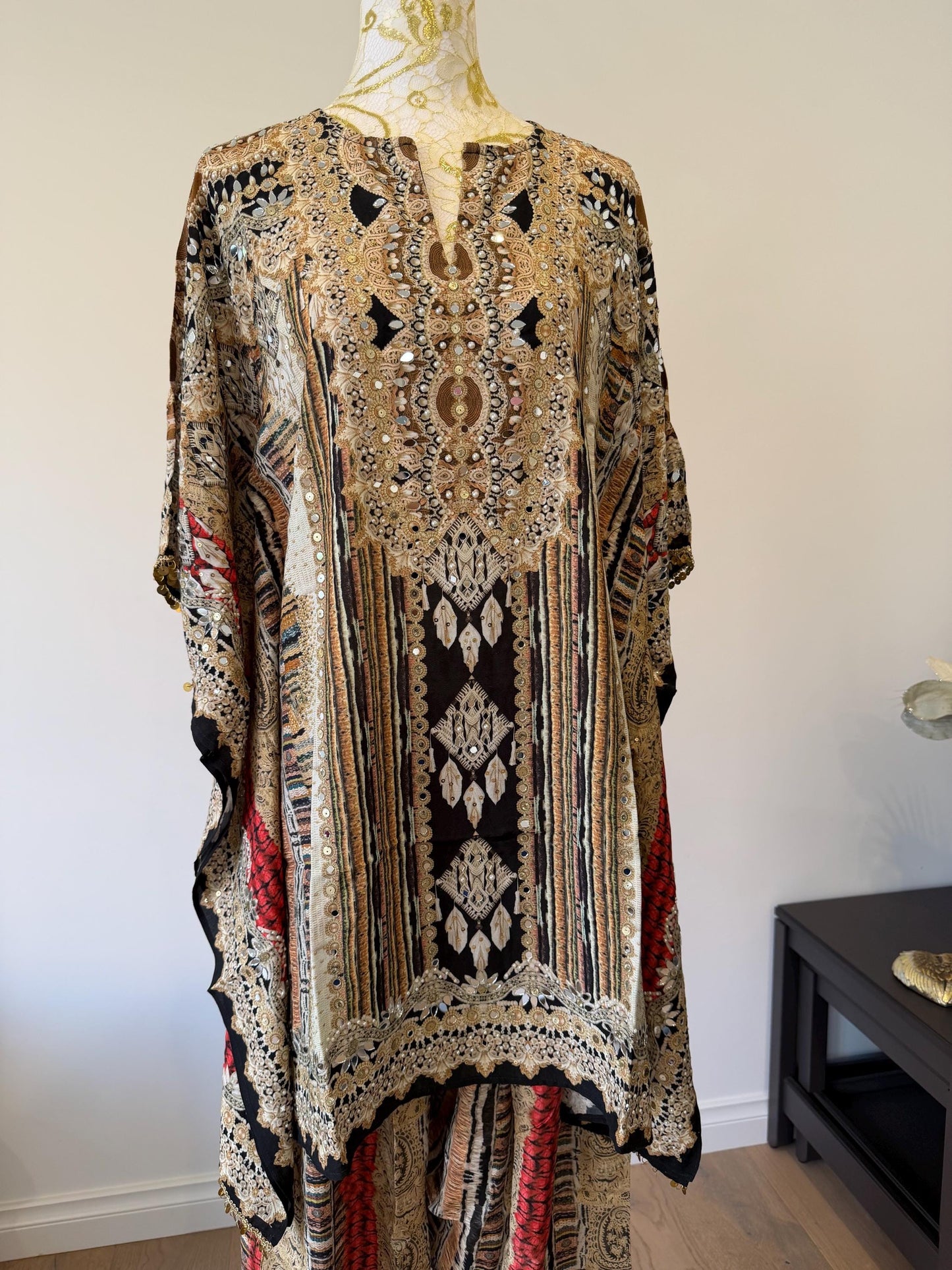 Designer Printed Crepe Kaftan Farsi Salwar Set