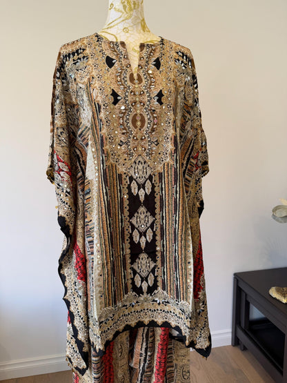 Designer Printed Crepe Kaftan Farsi Salwar Set