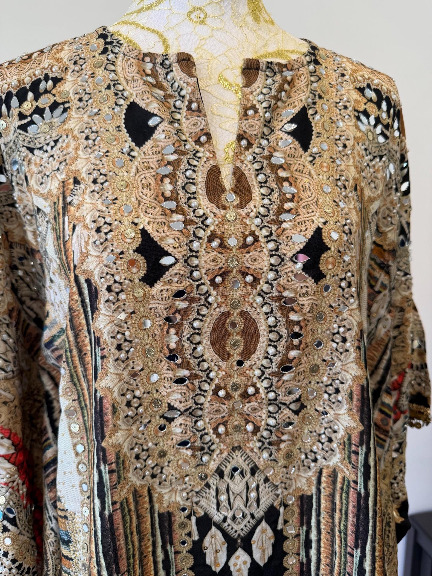 Designer Printed Crepe Kaftan Farsi Salwar Set