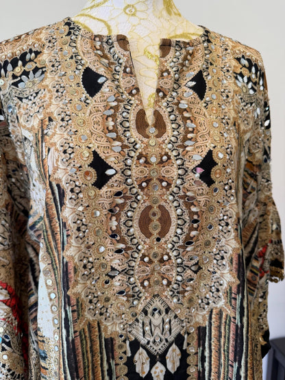 Designer Printed Crepe Kaftan Farsi Salwar Set
