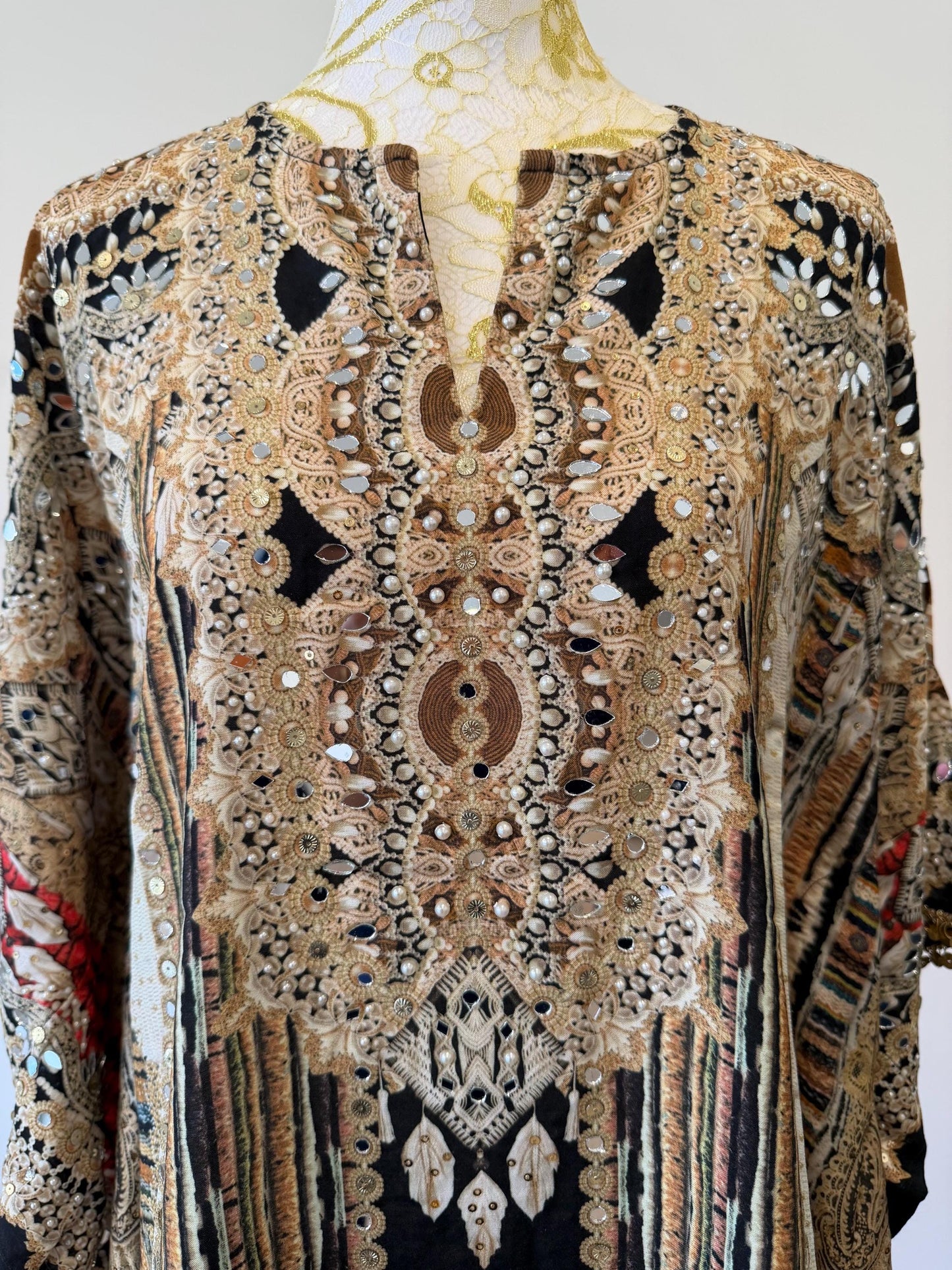Designer Printed Crepe Kaftan Farsi Salwar Set