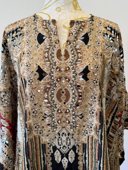 Designer Printed Crepe Kaftan Farsi Salwar Set