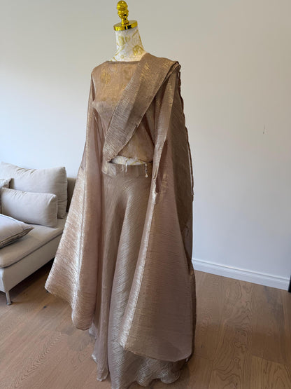 Rose Gold Champagne Crush Georgette Lehenga Set