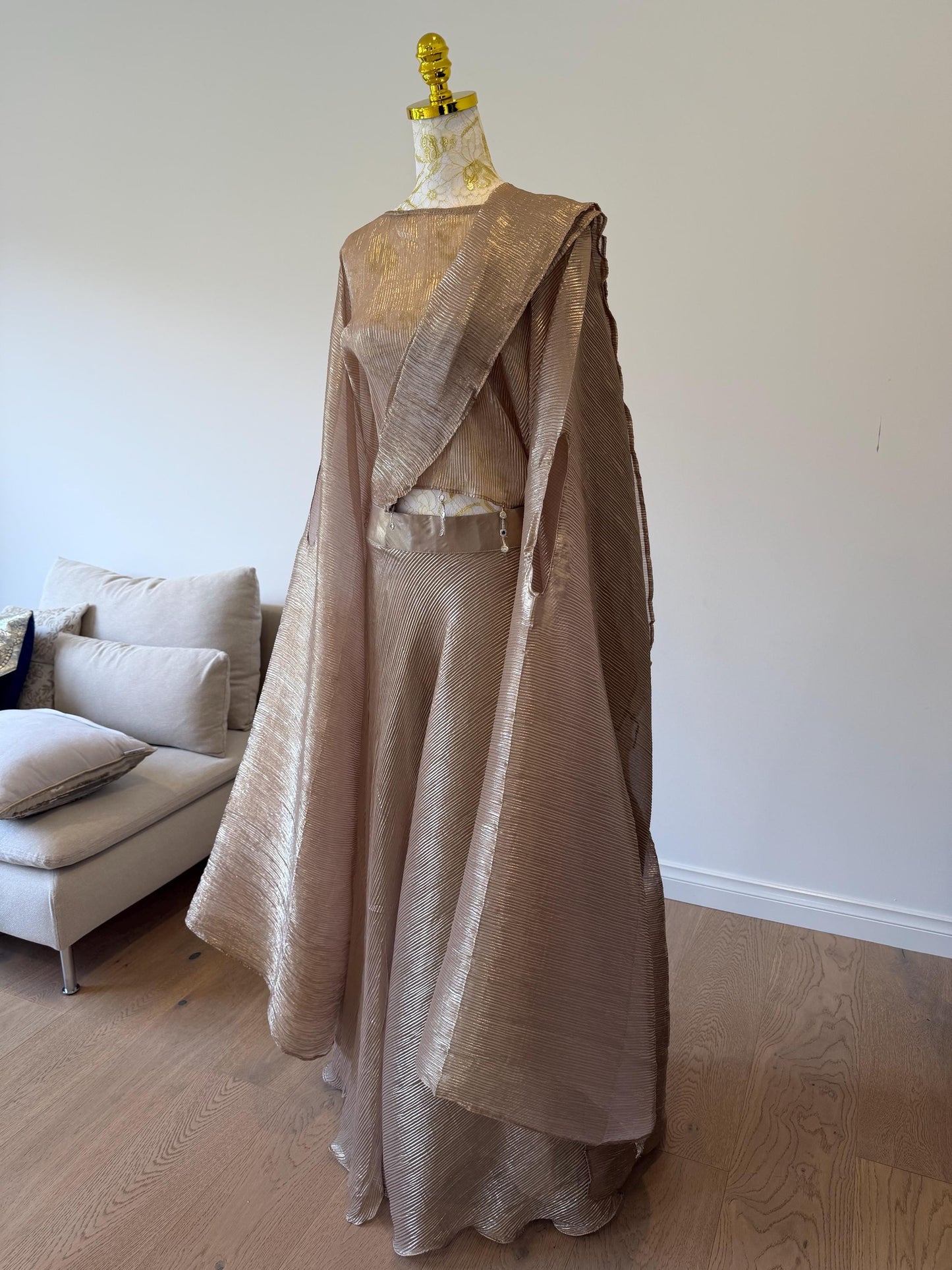 Rose Gold Champagne Crush Georgette Lehenga Set