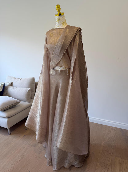 Rose Gold Champagne Crush Georgette Lehenga Set