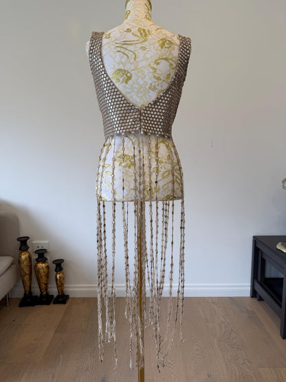 Champagne Fringe Mirror Work  Fringe Top