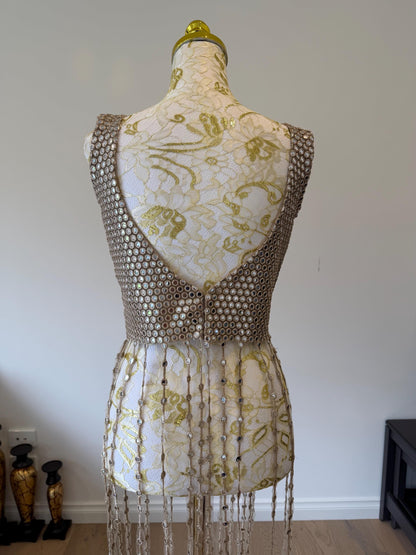 Champagne Fringe Mirror Work  Fringe Top