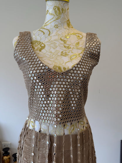 Champagne Fringe Mirror Work  Fringe Top