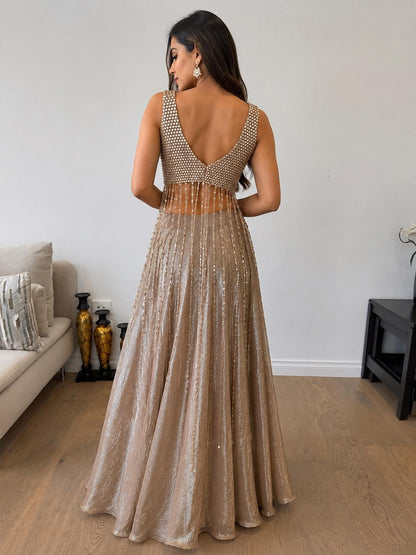 Rose Gold Mirror Work Lehenga