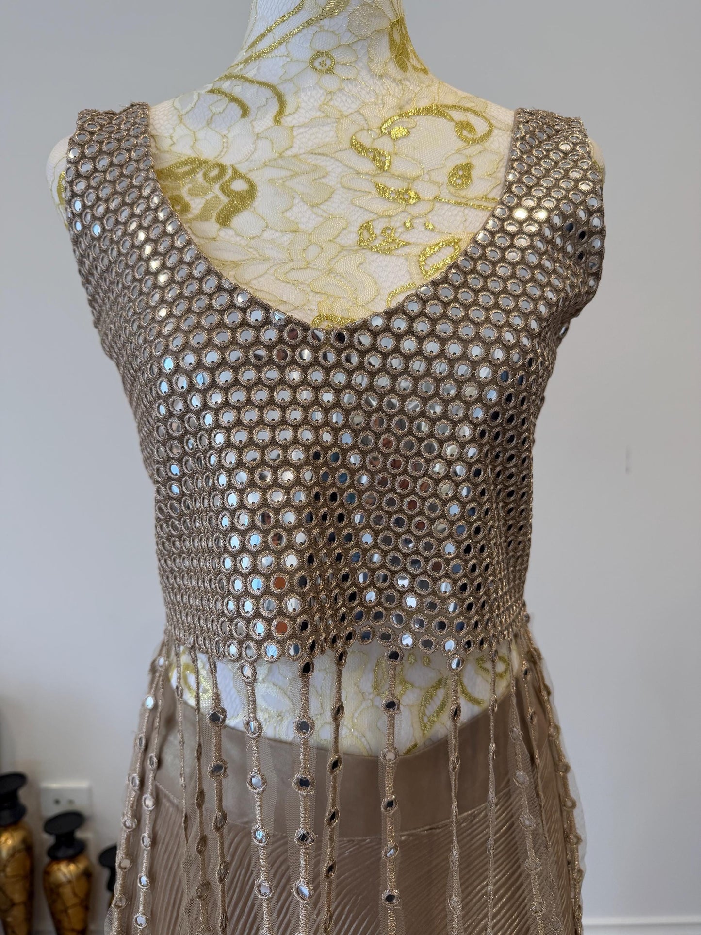 Rose Gold Mirror Work Lehenga