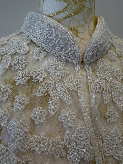White Beaded Fringe Capelet