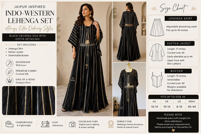 Black Crushed Silk Lehenga Set