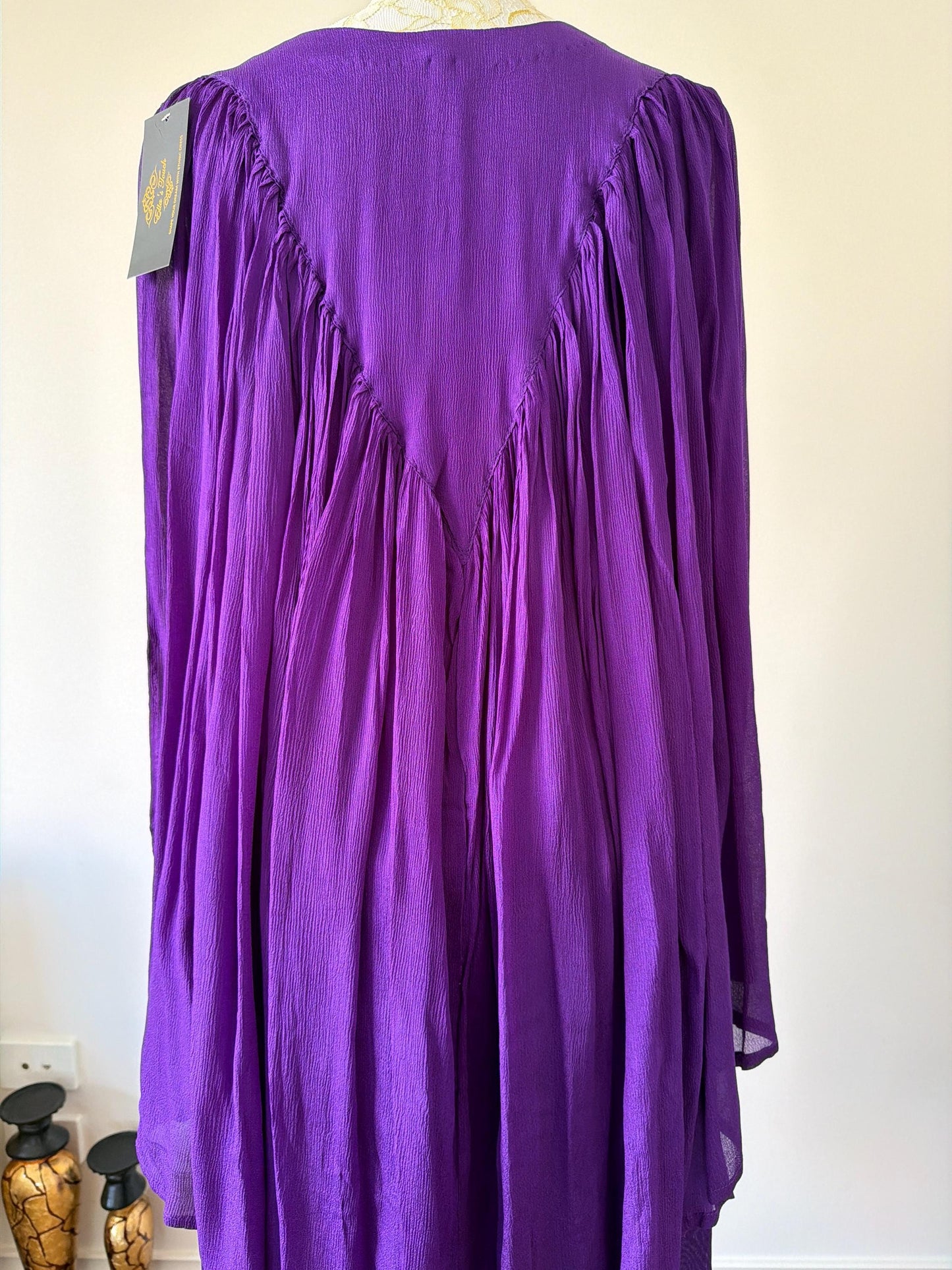 Purple Chiffon indo western with Mirror Work Embroidery