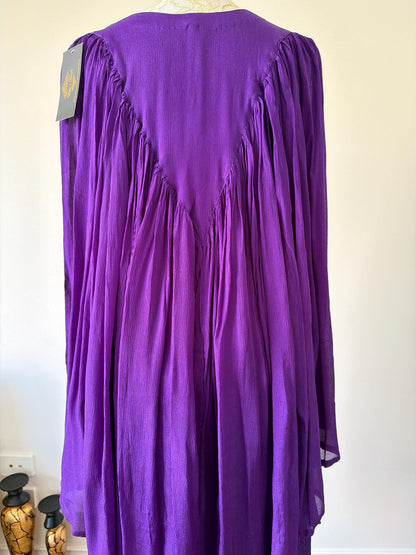 Purple Chiffon indo western with Mirror Work Embroidery