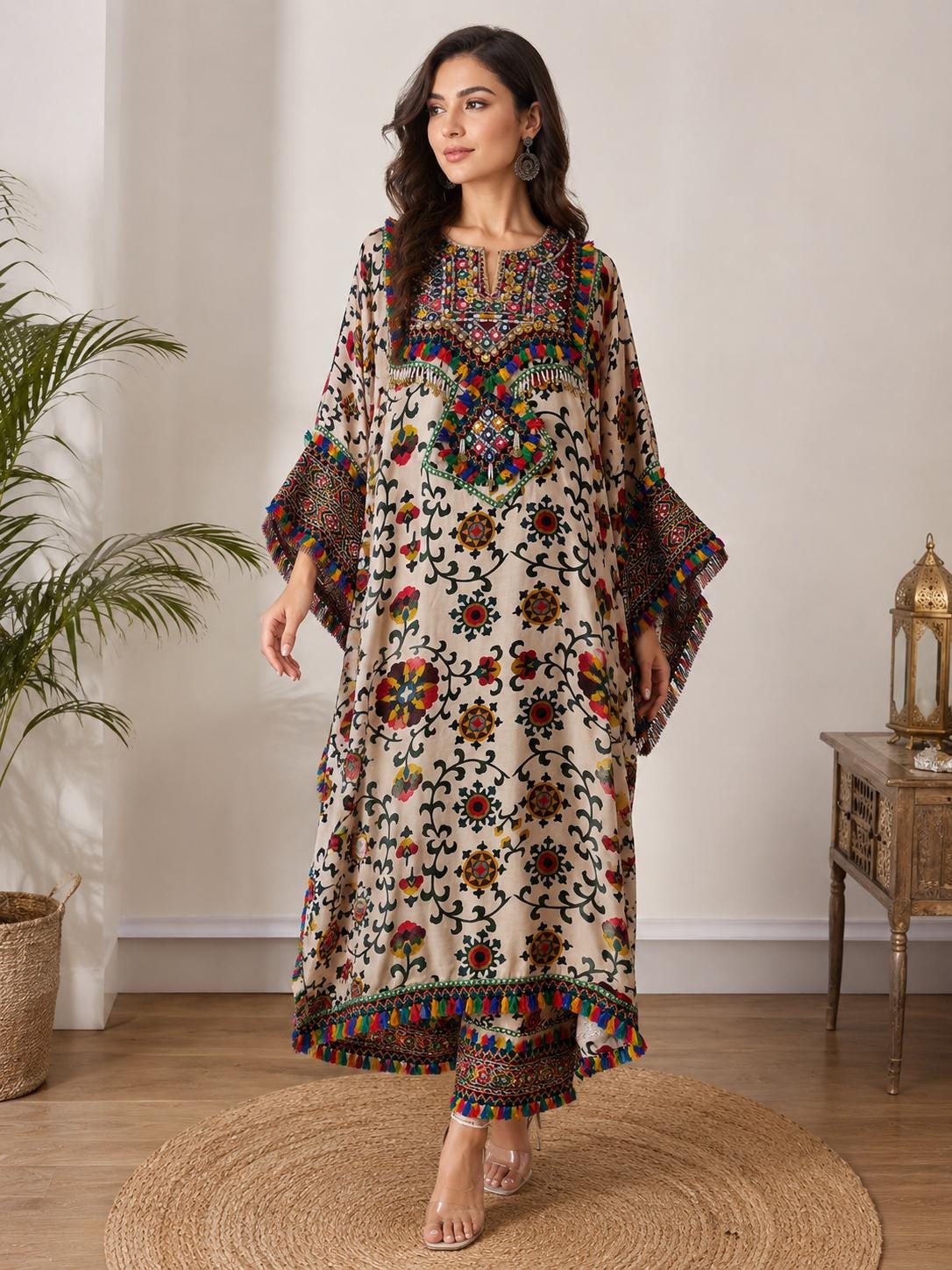 Boho Modal Satin Choga Set