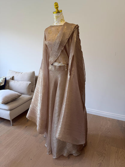 Rose Gold Champagne Crush Georgette Lehenga Set