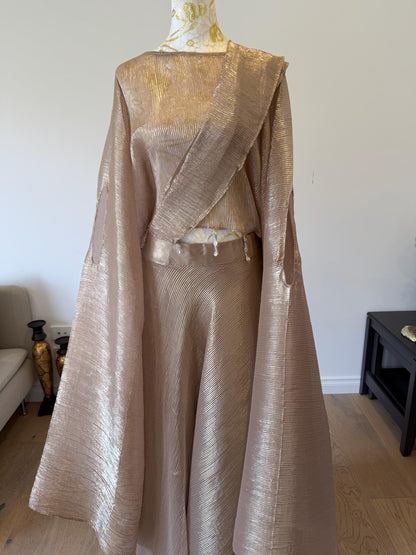 Rose Gold Champagne Crush Georgette Lehenga Set
