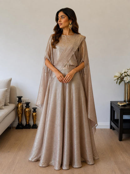 Rose Gold Champagne Crush Georgette Lehenga Set