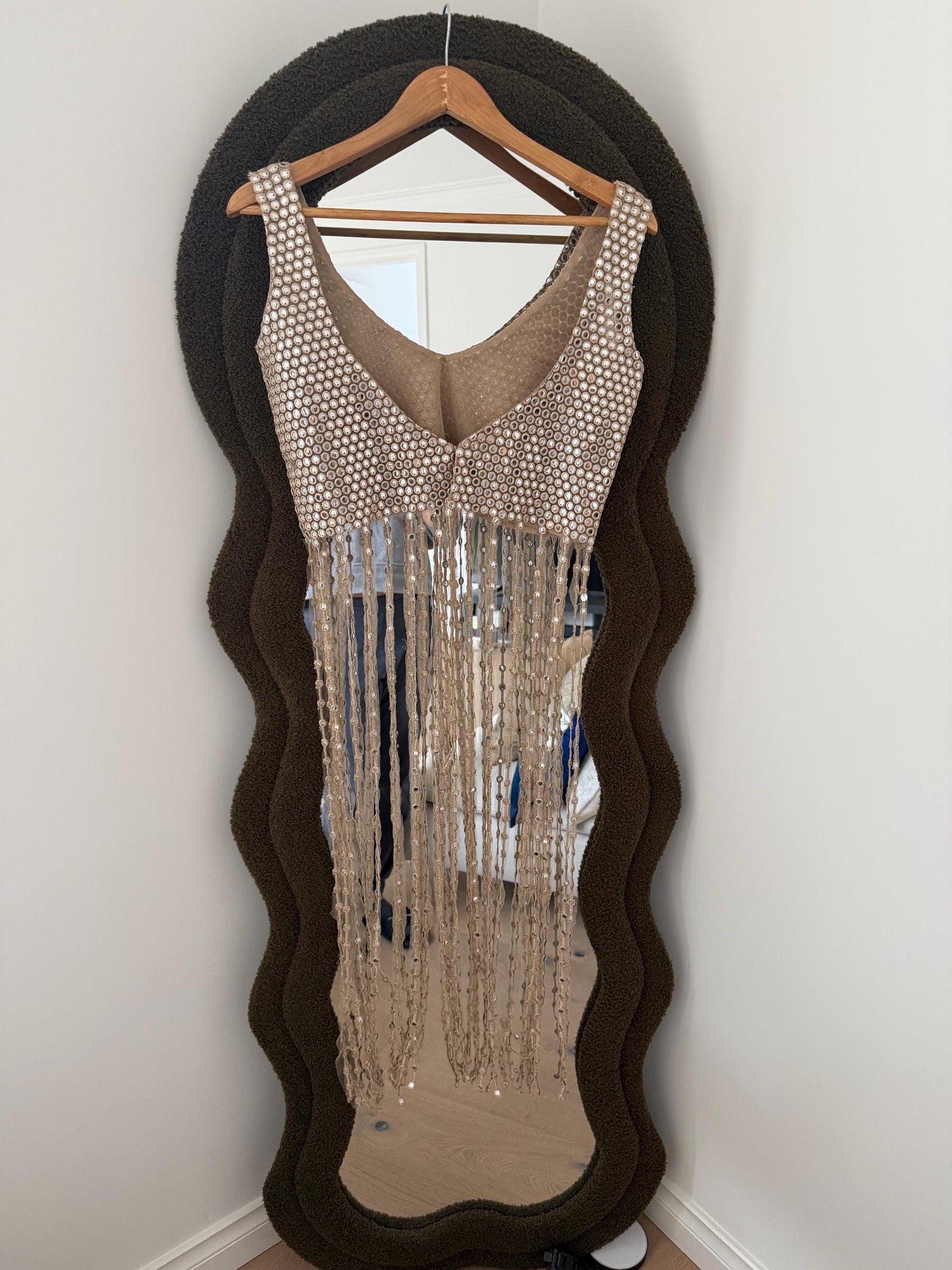 Champagne Fringe Mirror Work  Fringe Top