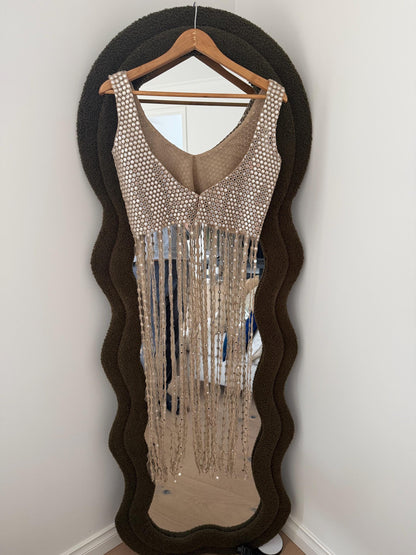 Champagne Fringe Mirror Work  Fringe Top