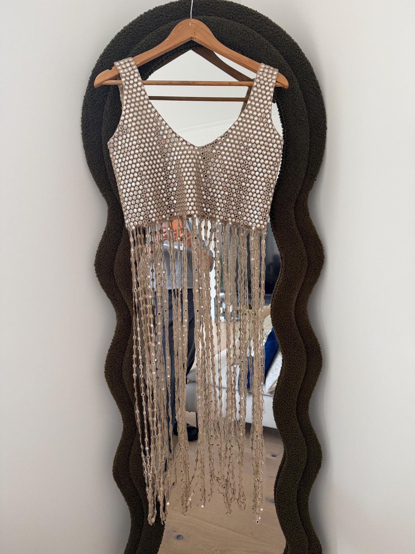 Champagne Fringe Mirror Work  Fringe Top