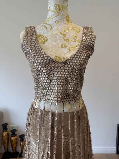 Champagne Fringe Mirror Work  Fringe Top