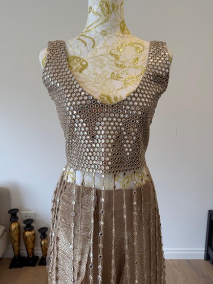 Champagne Fringe Mirror Work  Fringe Top