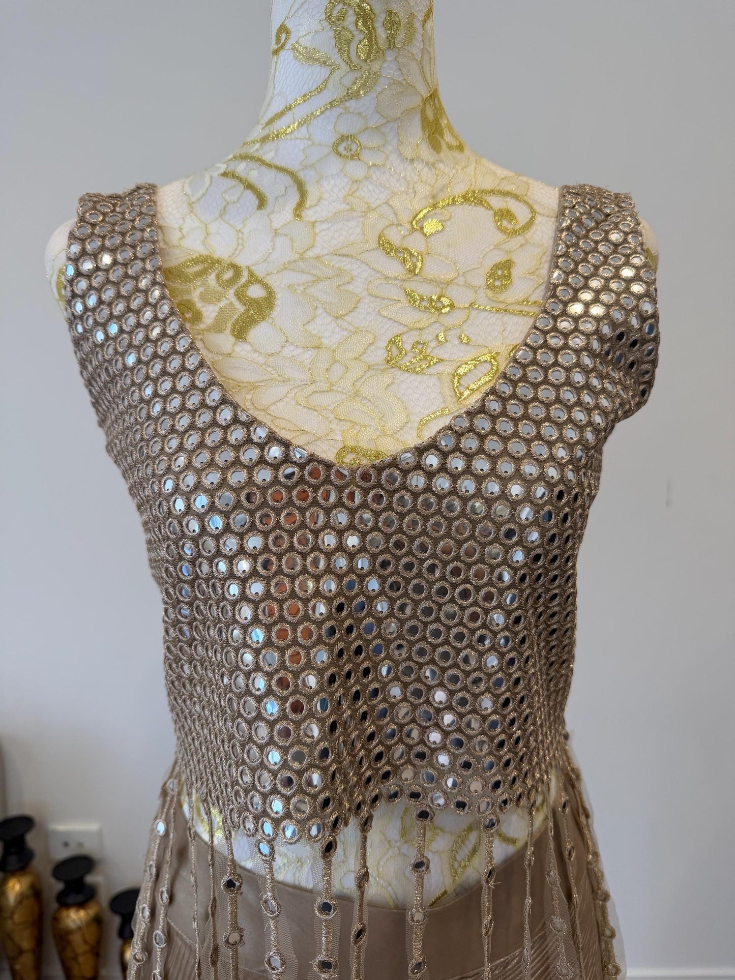 Rose Gold Mirror Work Lehenga