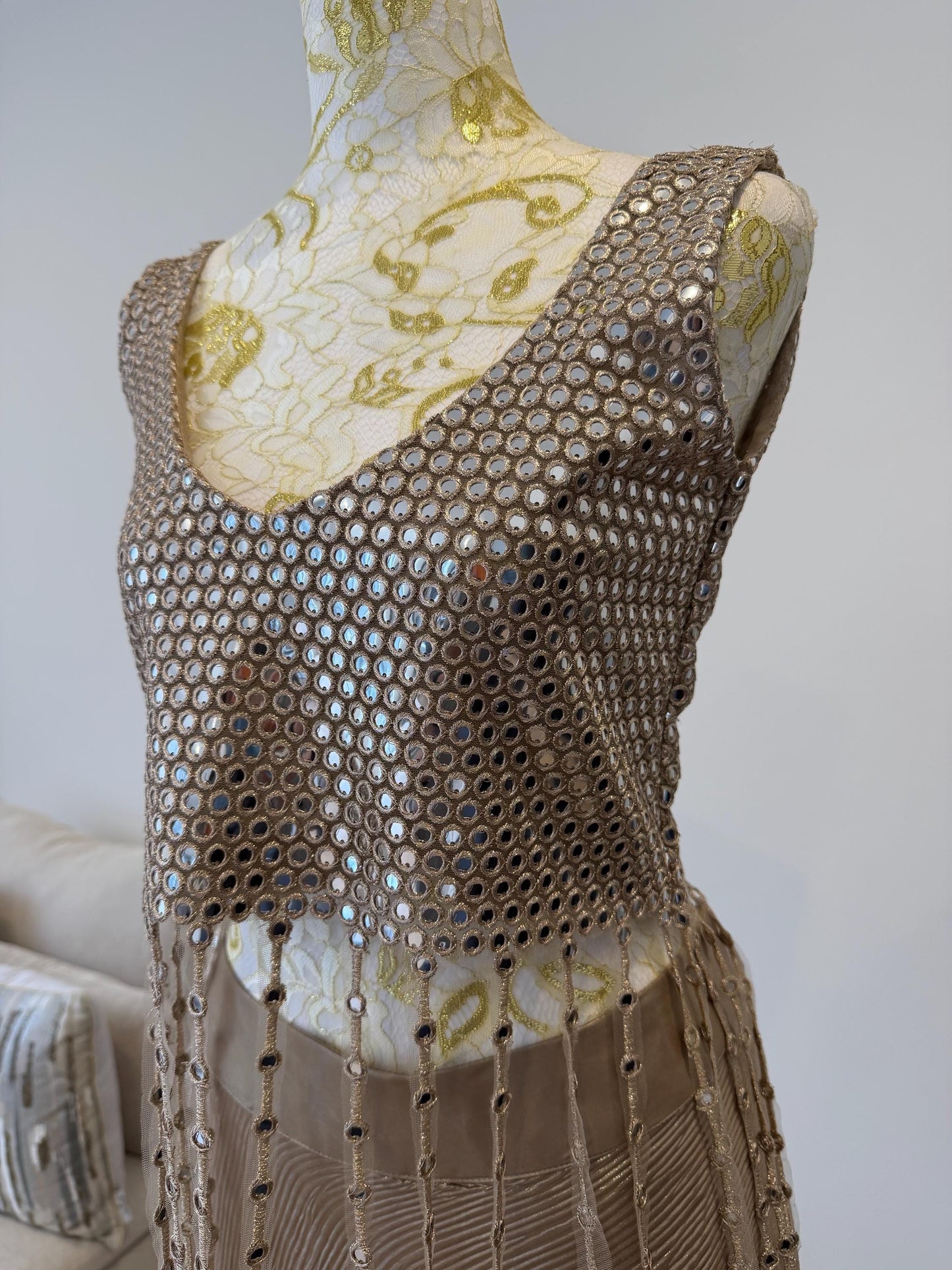 Rose Gold Mirror Work Lehenga