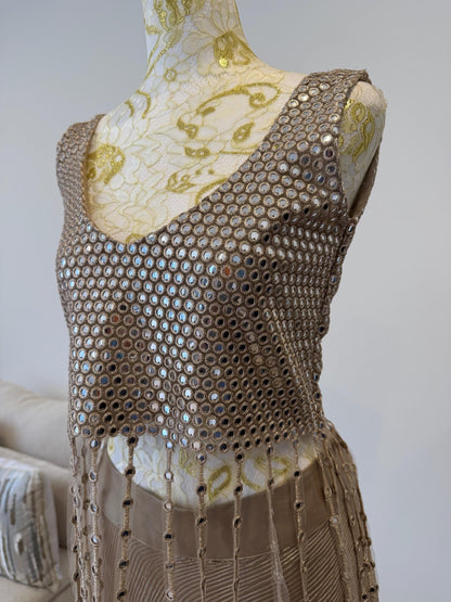 Rose Gold Mirror Work Lehenga