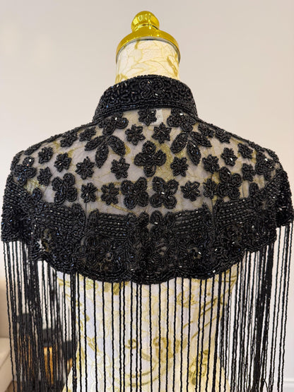 Black Beaded Fringe Cape