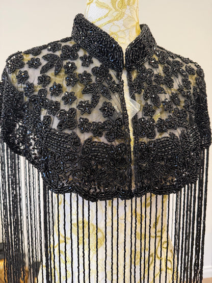 Black Beaded Fringe Cape