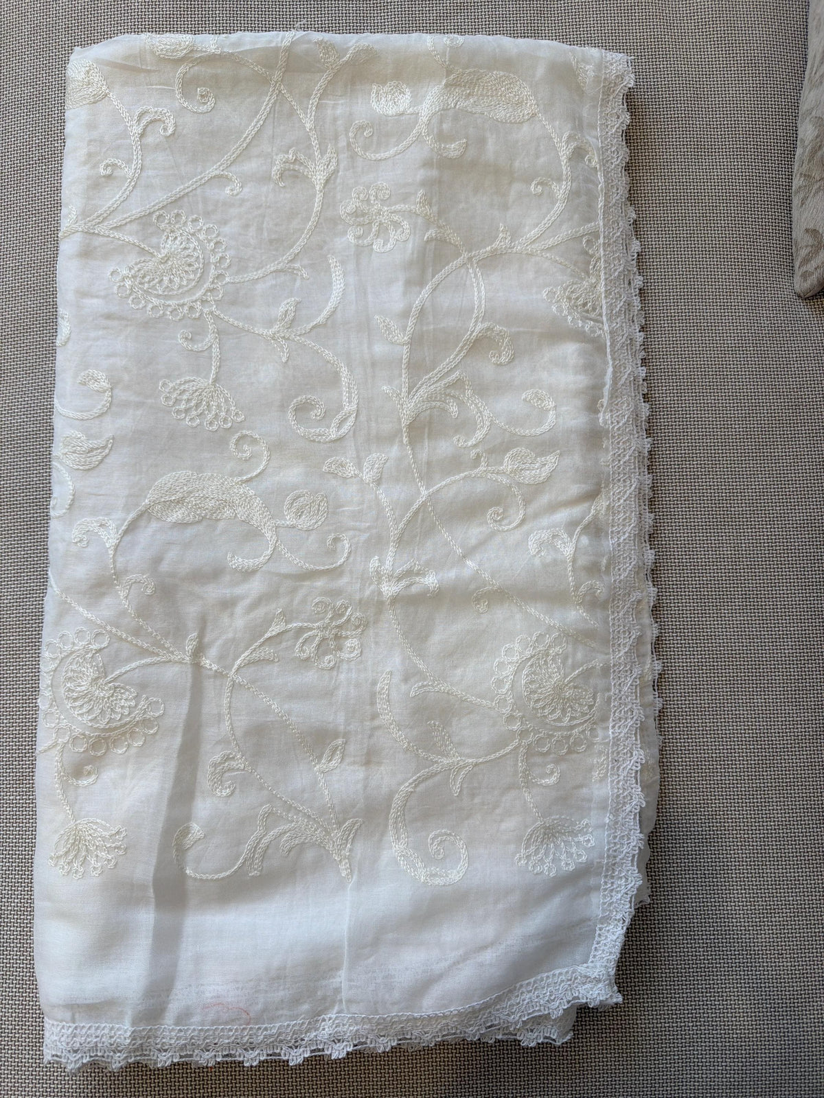 White Chikankari Cotton Dupatta | Handcrafted Traditional Indian Embroidery | Lightweight Ethnic Accessory