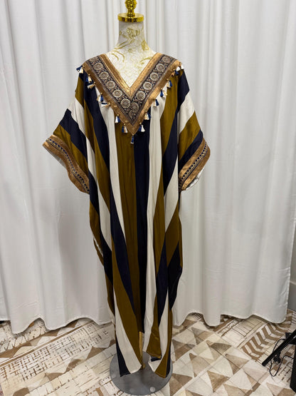 Modal Satin Striped Choga Kaftan