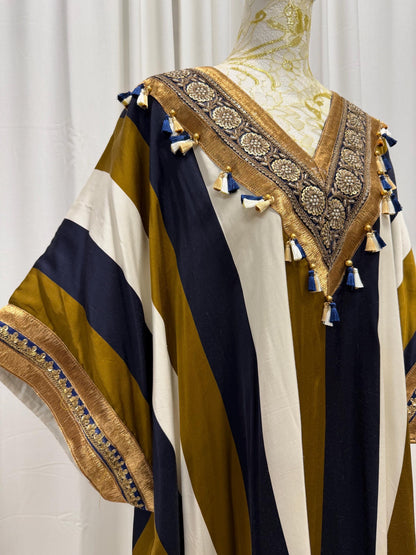 Modal Satin Striped Choga Kaftan