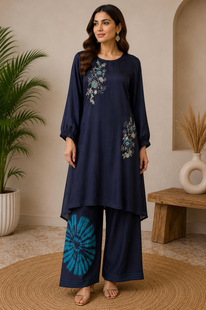 Chocolate Brown Chinon Farsi Salwar Set