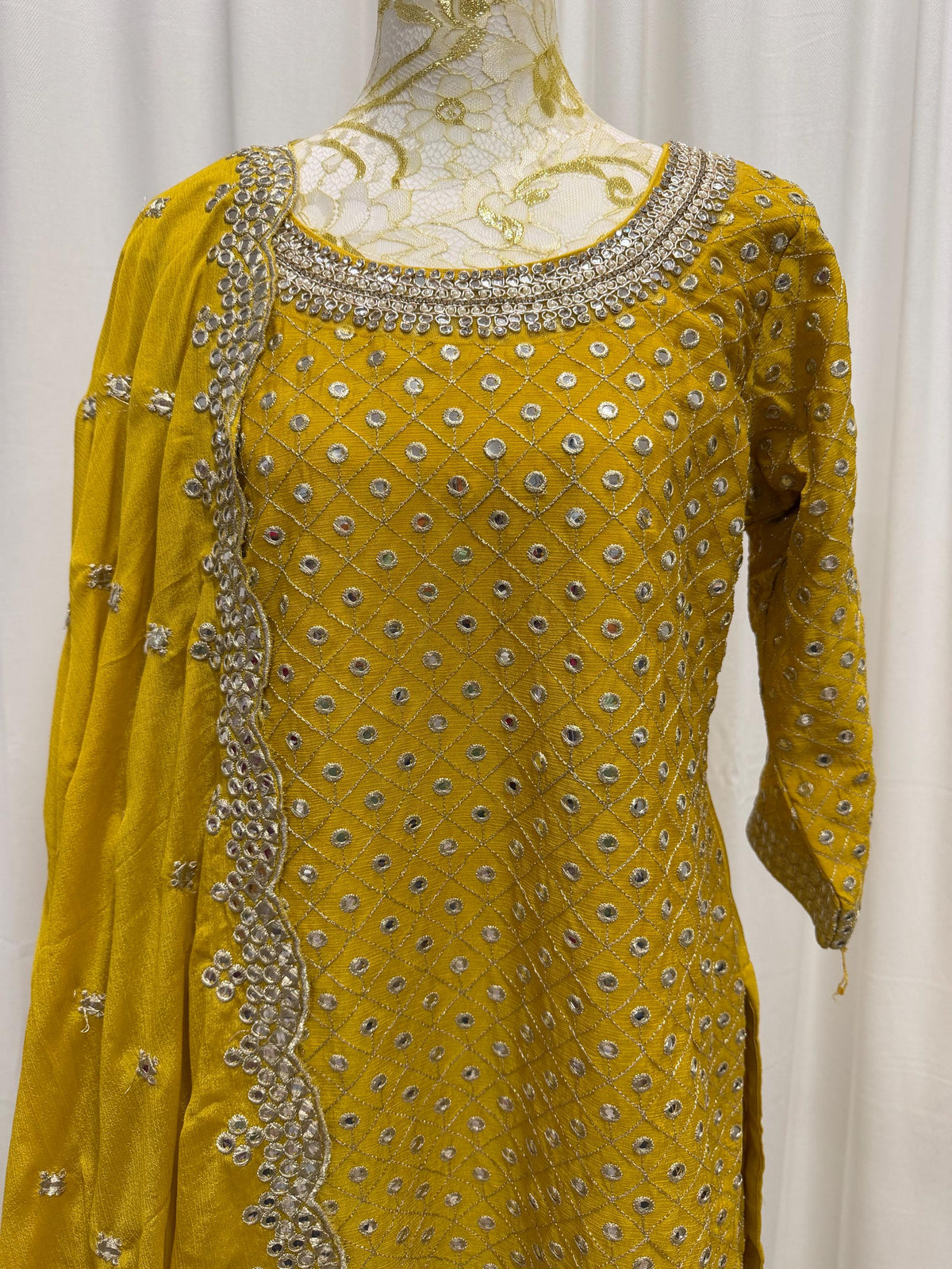 Mustard Chinon Chiffon Suit