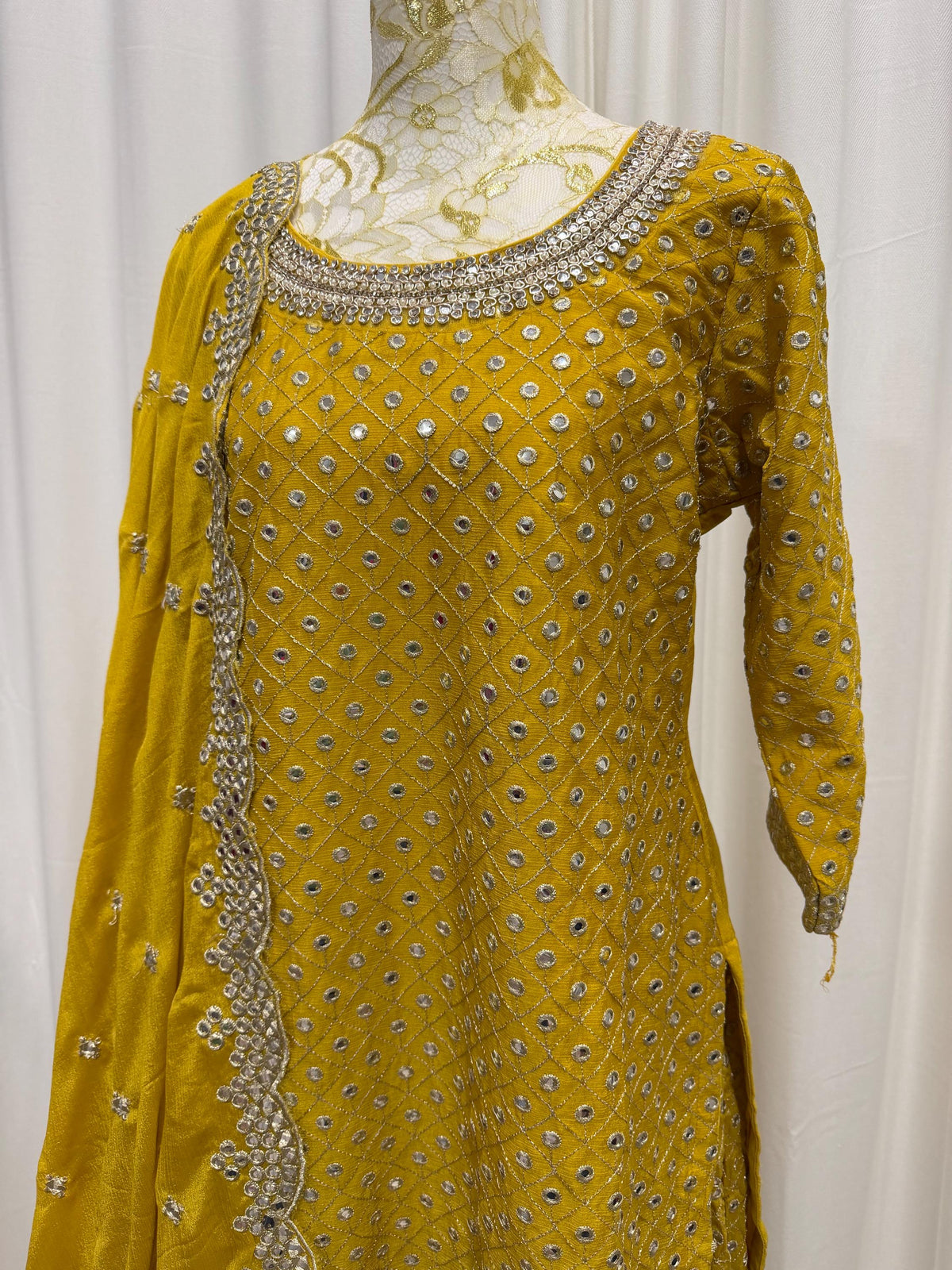Mustard Chinon Chiffon Suit